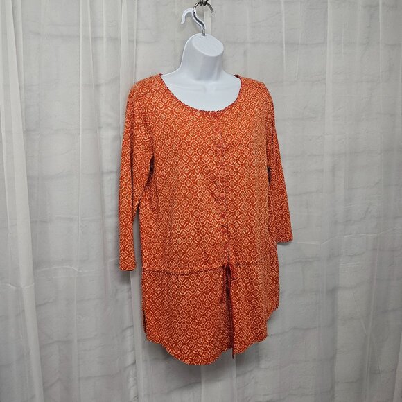 Lauren Ralph Lauren Orange Geometric Peasant Blouse Boho Prairie L - Picture 4 of 12